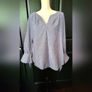 Striped blouse with ties at sleeves